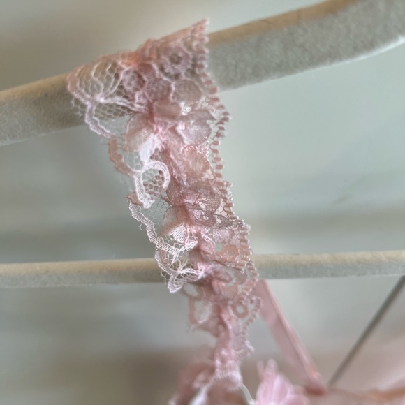 90's Pastel Baby Pink Daisy Pasties Underwire Lace Bra Babydoll Mini Dress - Picture 10 of 10